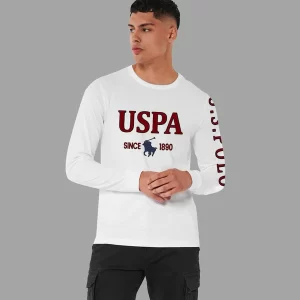 Premium Quality SJ Cotton Fabric Round Neck Full Sleeves Tee Shirt Exclusive USPA Print White Tee Suitable For All Seasons online shopping in islamabad pakistan